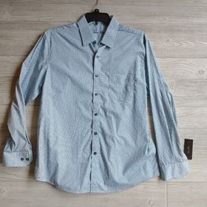 TASSO ELBA Shirt Large Men's Blue Long Sleeve Button Down Neck 16 / 16.5